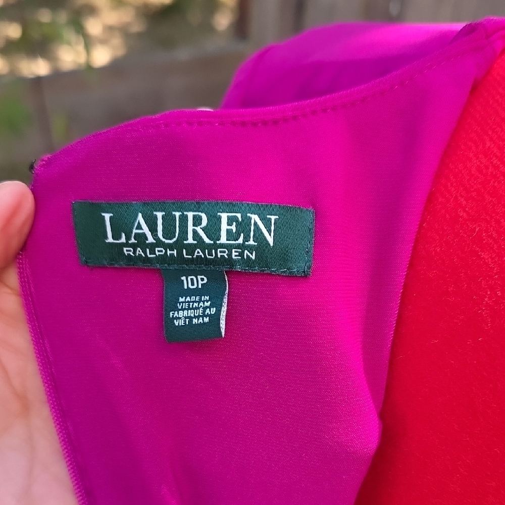 Lauren Ralph Lauren Pink Wrap Midi Dress Mock Neck - Picture 6 of 8